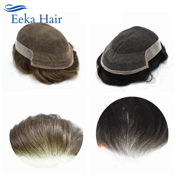 Eeka Plaukų Žmogaus Plaukų Mens Toupee Nėriniai Priekiniai Plaukų Sistema Vyrų Juoda-Ruda-Šviesiaplaukė-Pilka Hairpiece Plaukų Protezas